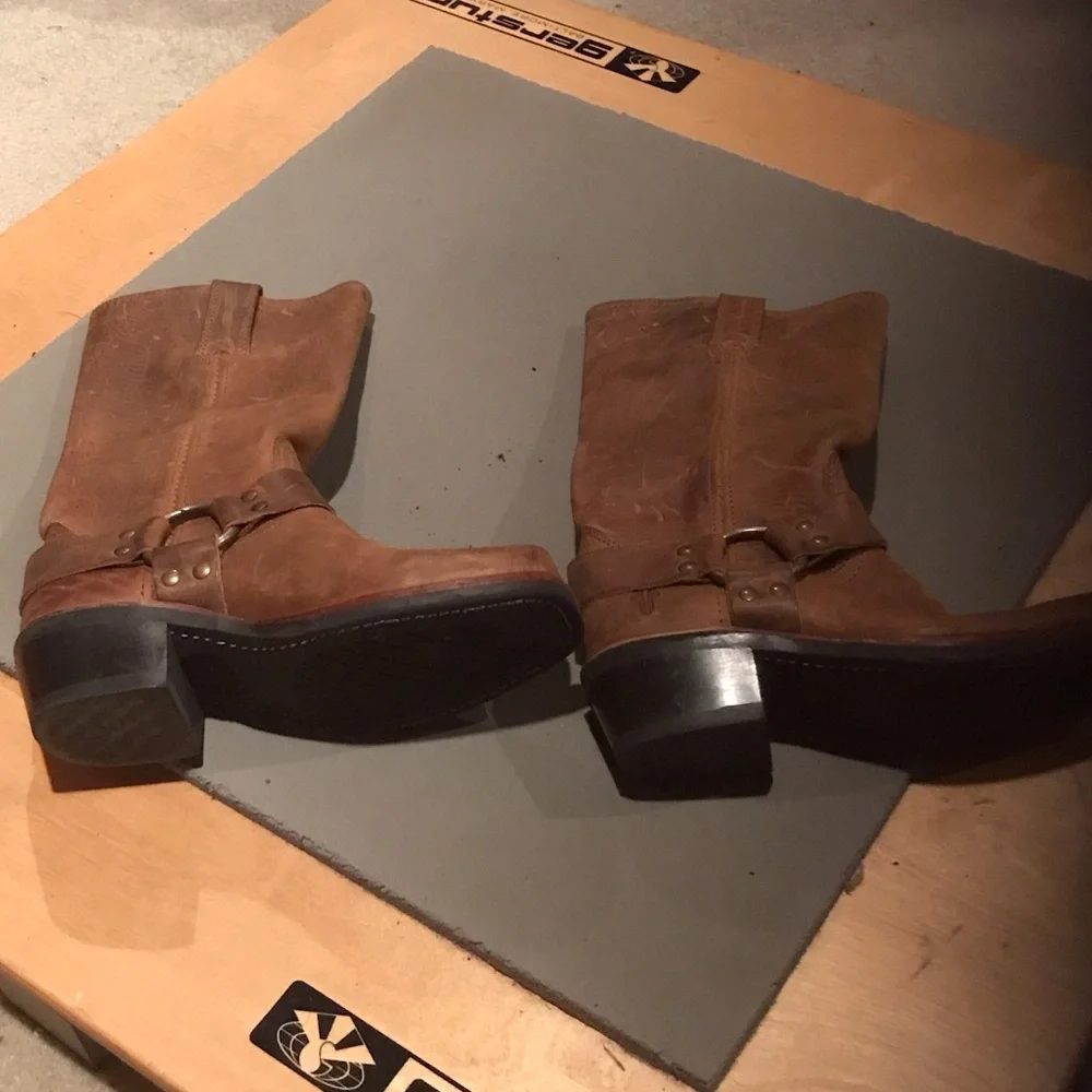 Frye Brown Leather Harness Ankle Booties - Picture 4 of 12